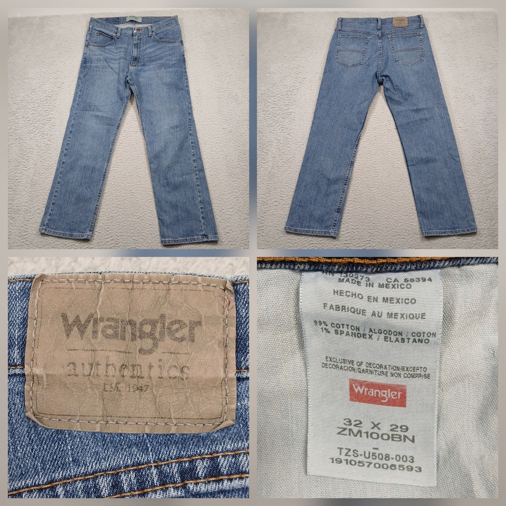 Wrangler Authentics Straight Leg Jeans Men's 32x29 Blue Denim